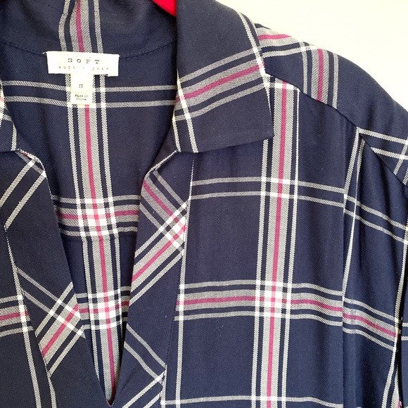 NWOT Soft Joie • Navy Plaid Collared Shirt Dress - Picture 6 of 10